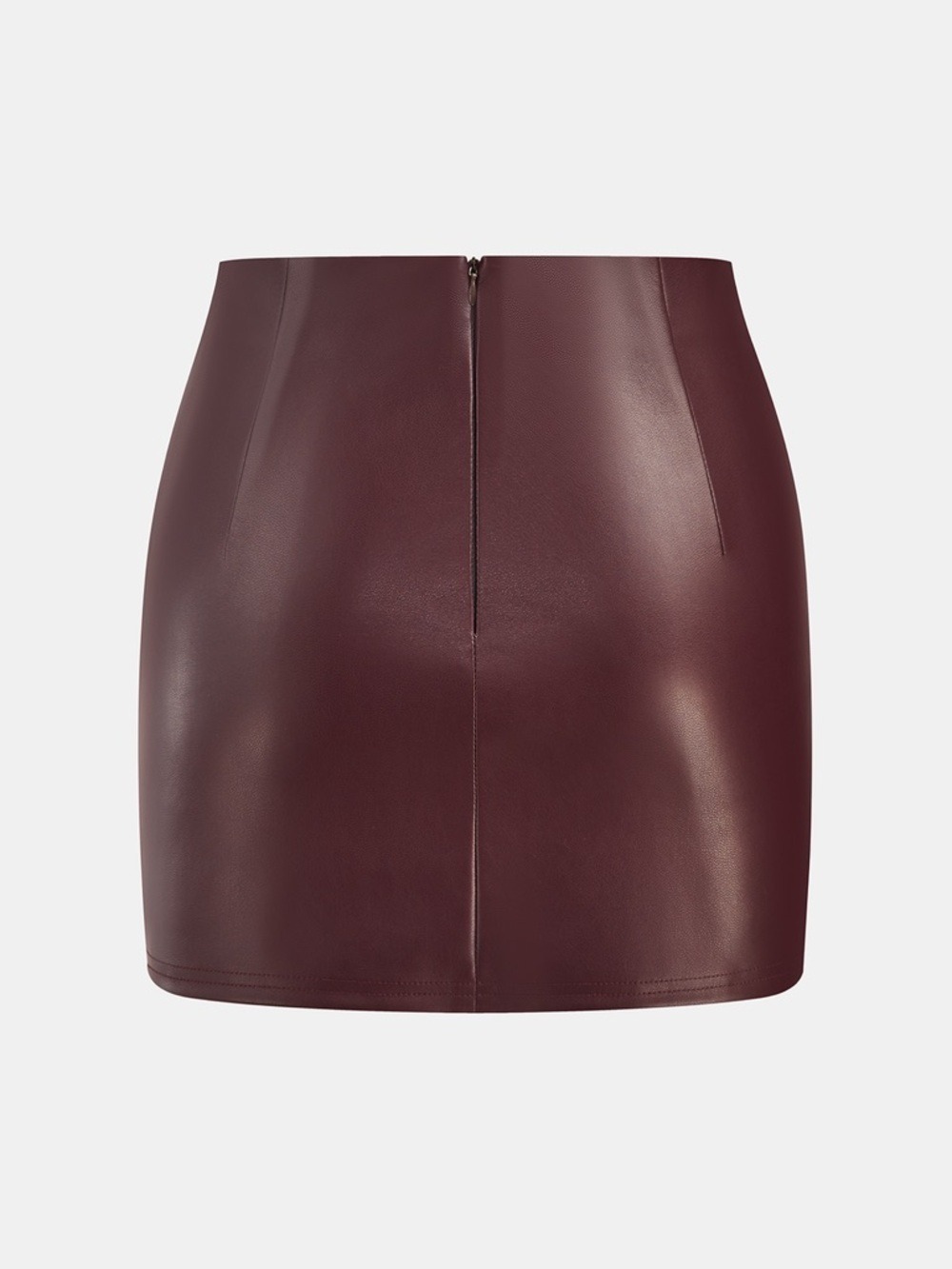 Commense Twisted Lies Faux Leather Mini Skirt in Plum - Picture 3 of 9